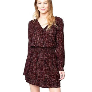 Jasmine Enamoured Hearts Print Long Sleeve Smocked Waist Dress
